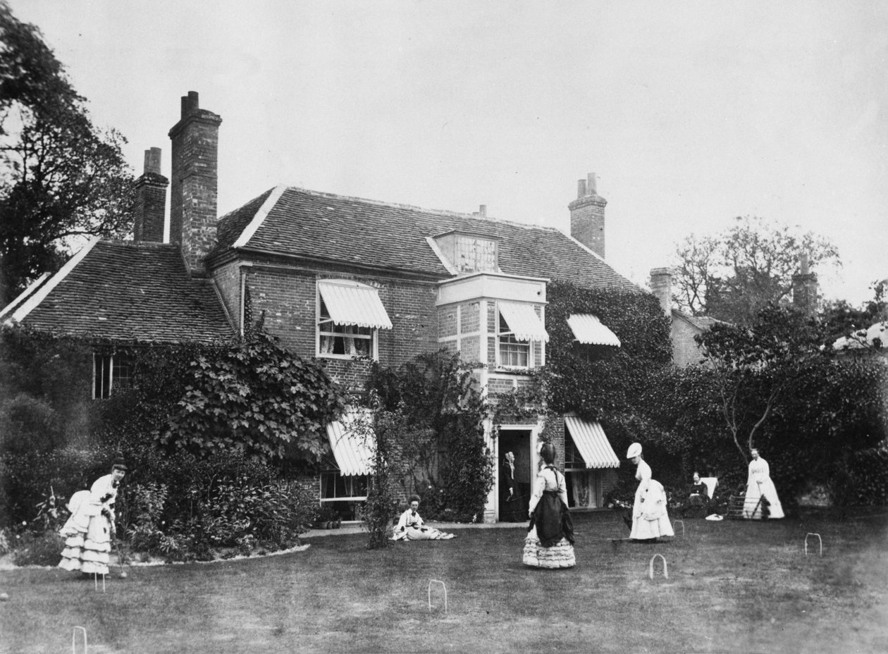 Krocket på plænen på Elm Lodge, Streatley, ca. 1870