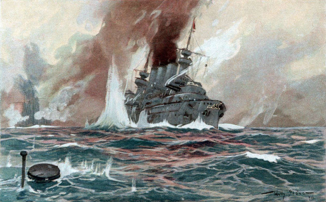 Ubåd, ca. 1905 (akvarel) af Willy Stöwer