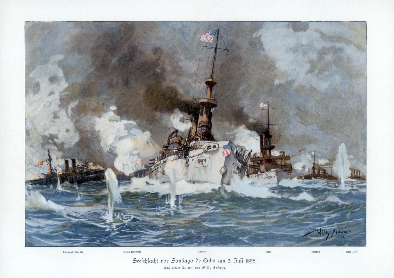 Slaget ved Santiago de Cuba, 3. juli 1898 1900. af Willy Stöwer