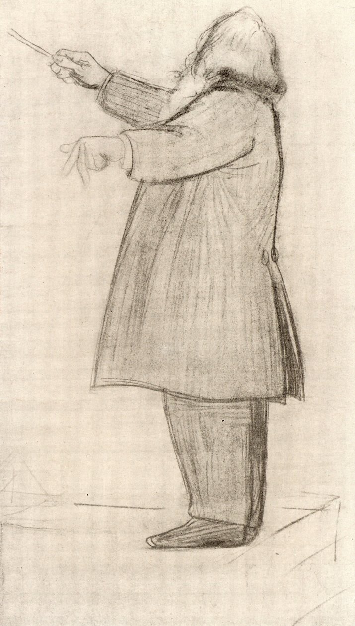 Johannes Brahms (1833-1897) tysk komponist, dirigering (tegning) af Willy von Beckerath