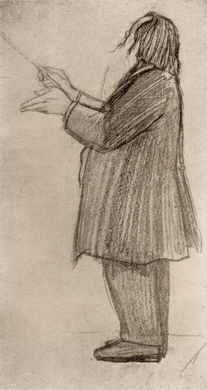 Johannes Brahms (1833-1897) tysk komponist, dirigerende 9-tegning) af Willy von Beckerath