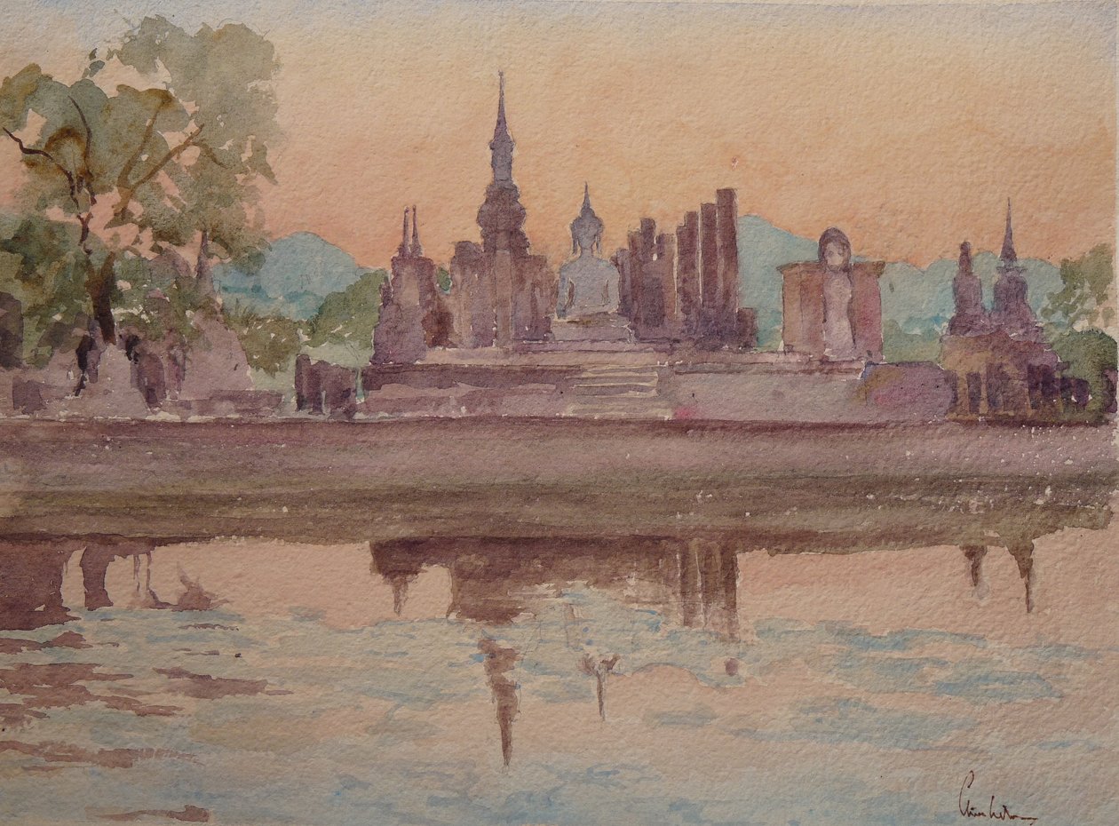 871 Sunset, Wat Maharath, Sukhotai af Wilson Clive