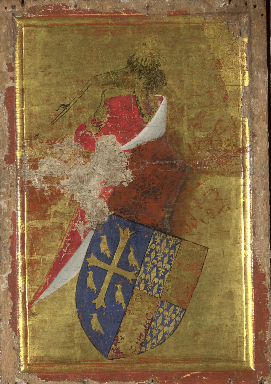 Richard II af Englands våbenskjold Yderpanelet på Wilton Diptykon, mellem 1395 og 1399 af Wilton Master