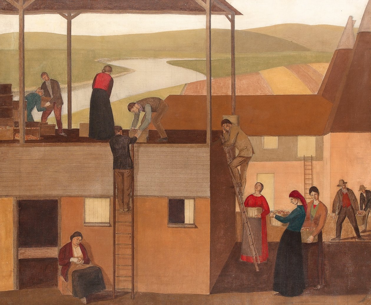 Design til vægdekoration, ca. 1918 (olie på lærred) af Winifred Knights