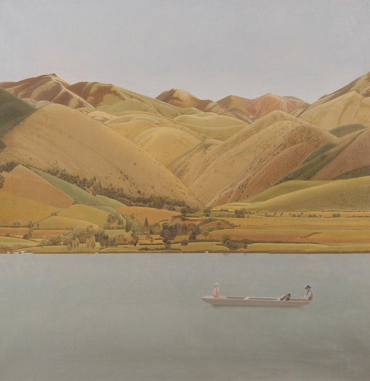 Edge of Abruzzi: Båd med tre personer på en sø af Winifred Knights