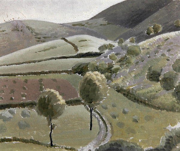 Italiensk landskab nær Lago di Piediluco, ca. 1920-23 (olie på lærredstavle) af Winifred Knights