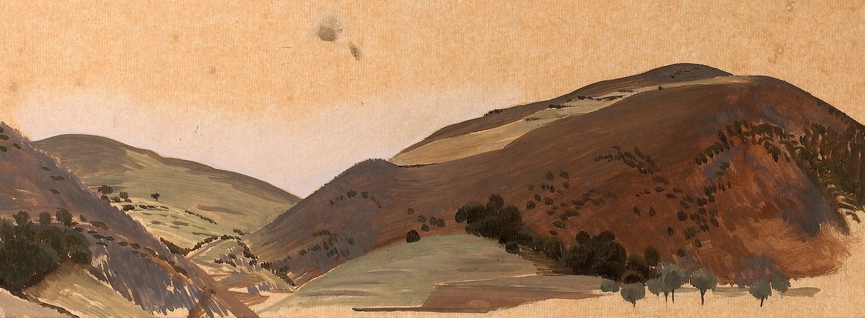 Landskabsstudie for Santissima Trinita, ca. 1924 (olie på kalkerpapir) af Winifred Knights