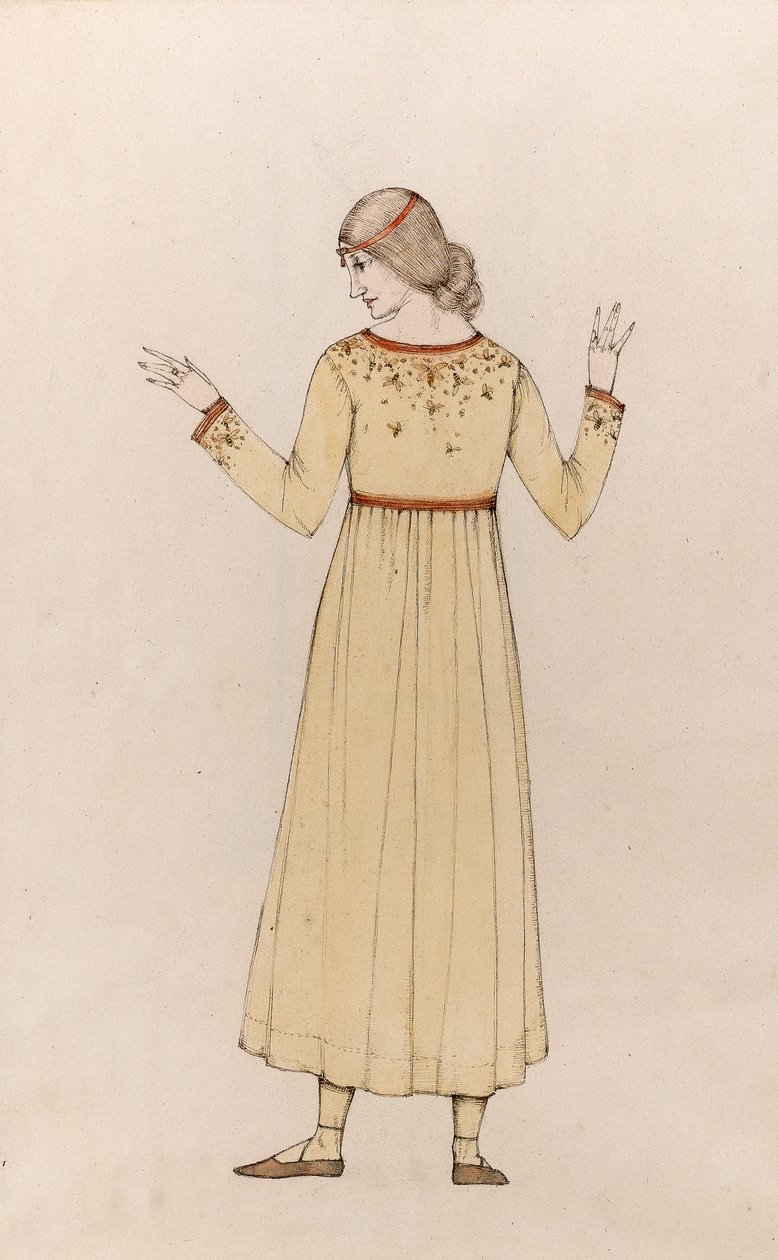 Selvportræt (pen og blæk med vask på papir) af Winifred Knights