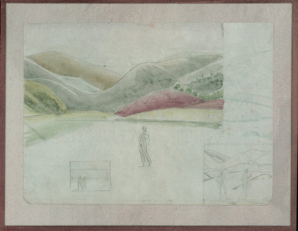 Studie for Santissima Trinita, ca. 1924 (blyant og akvarel på papir) af Winifred Knights