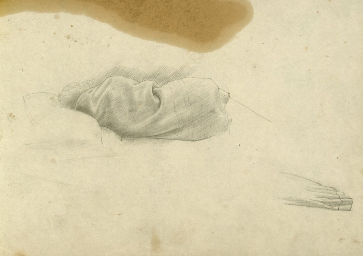 Studie for sovende kvinde for Santissima Trinita, ca. 1924-30 (blyant på papir) af Winifred Knights
