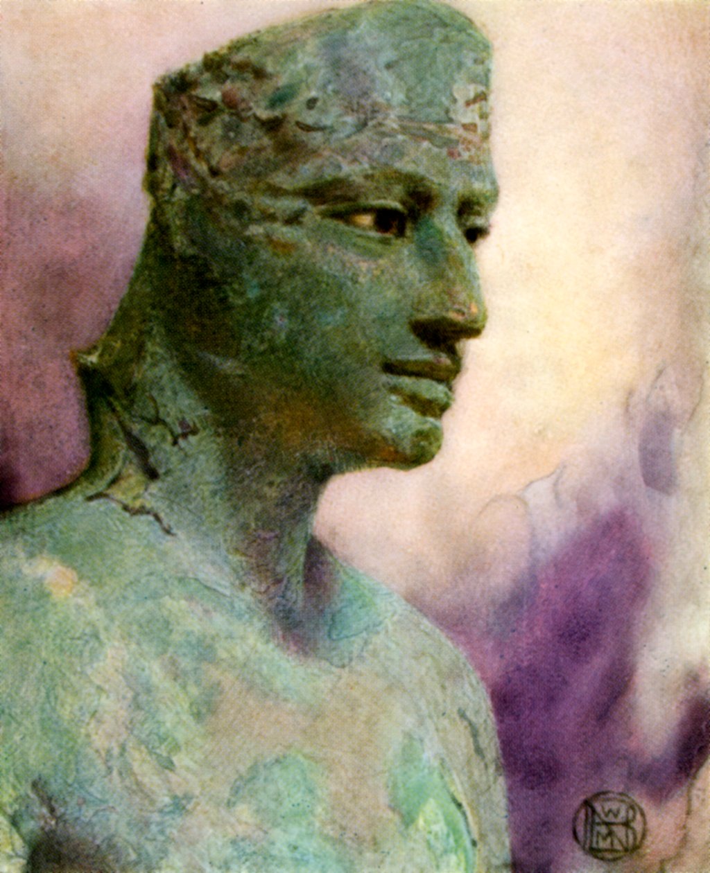 Hovedet af en bronzestatue af Pepy I, oldægyptisk farao, 24.-23. århundrede f.Kr. 1926. af Winifred Mabel Brunton