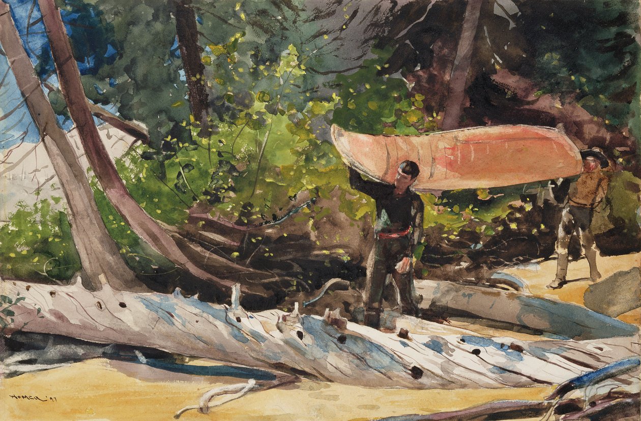 End of the Portage, 1897 (wc på papir) af Winslow Homer