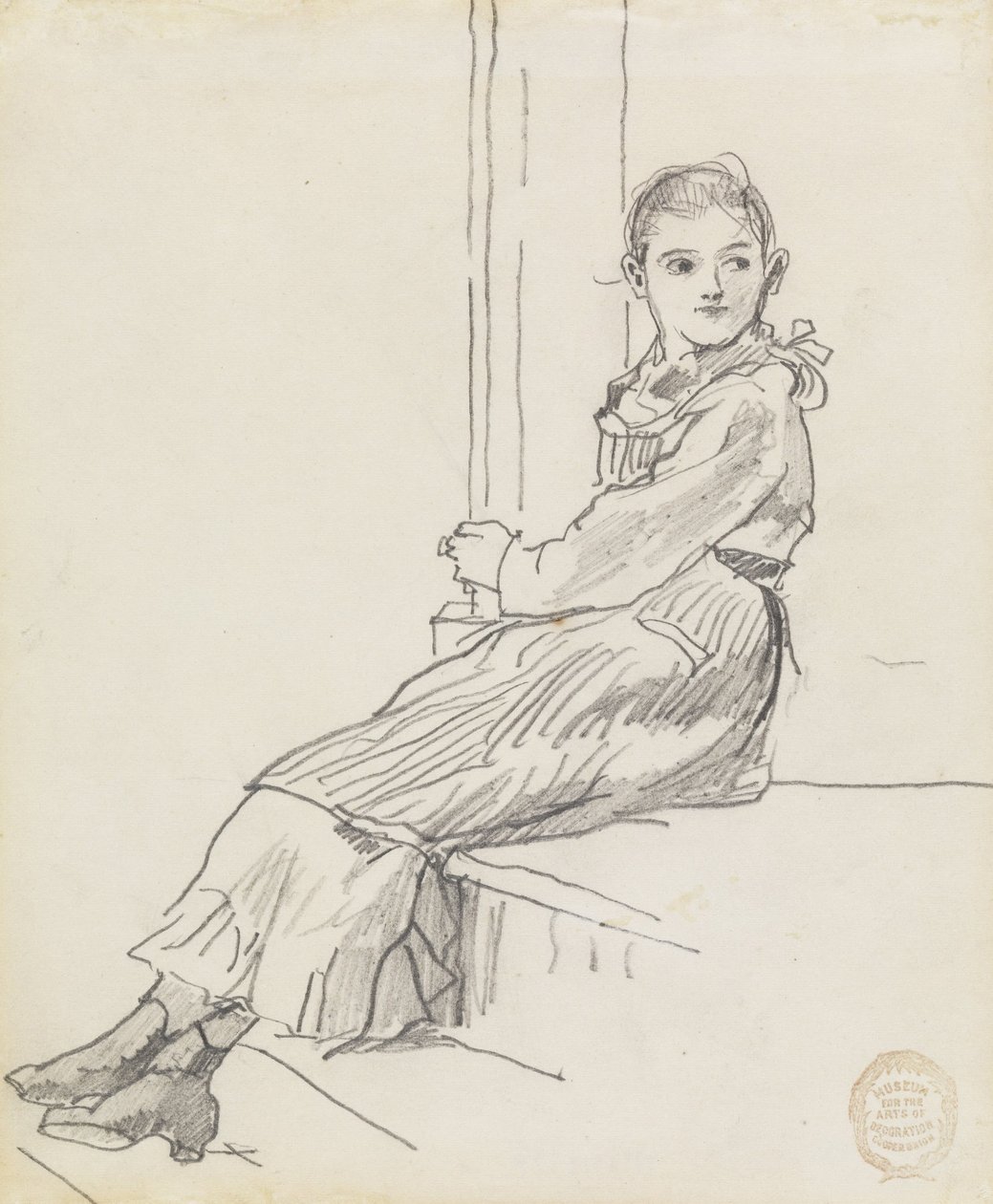 Pige siddende på et veranda trin af Winslow Homer