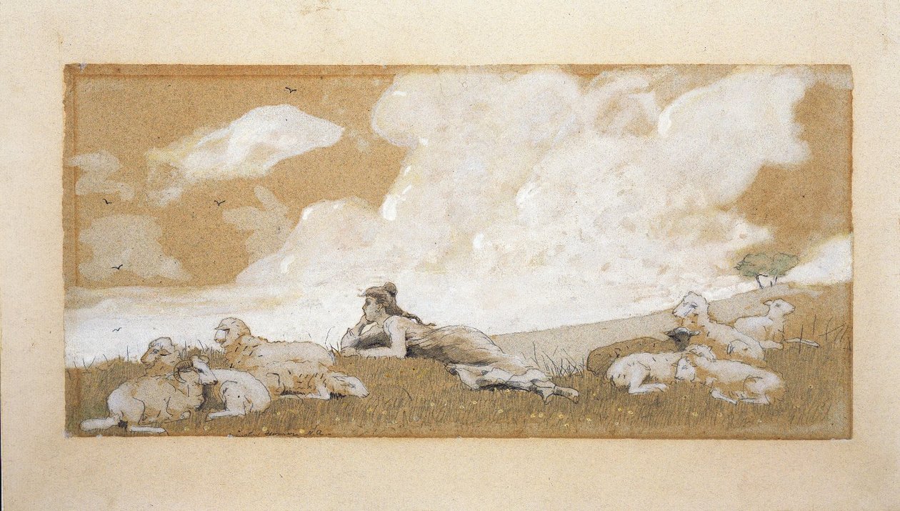 Pige og får af Winslow Homer