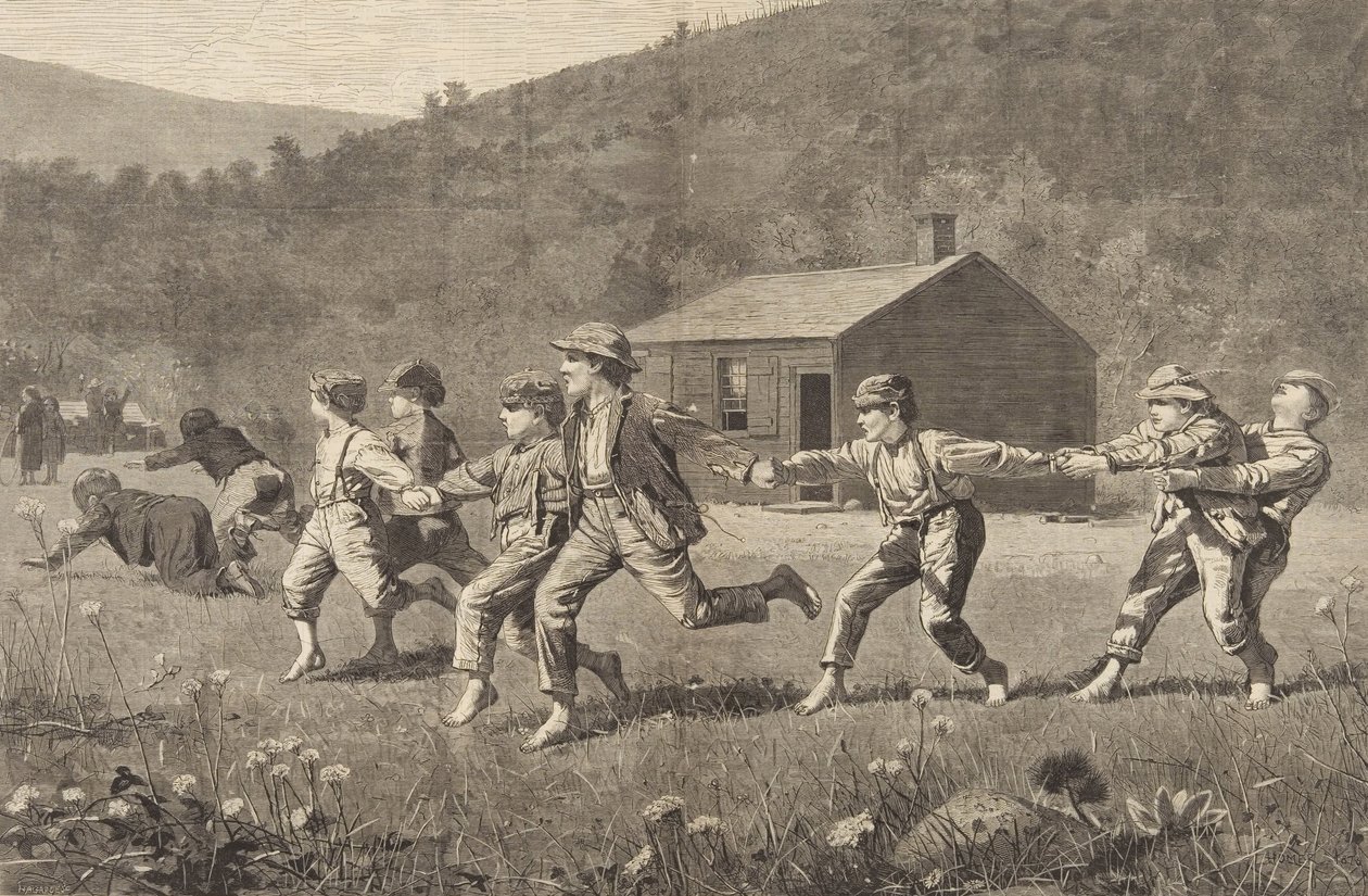 Snap the Whip, fra Harpers Weekly, 20. september 1873, s. 245-25 af Winslow Homer