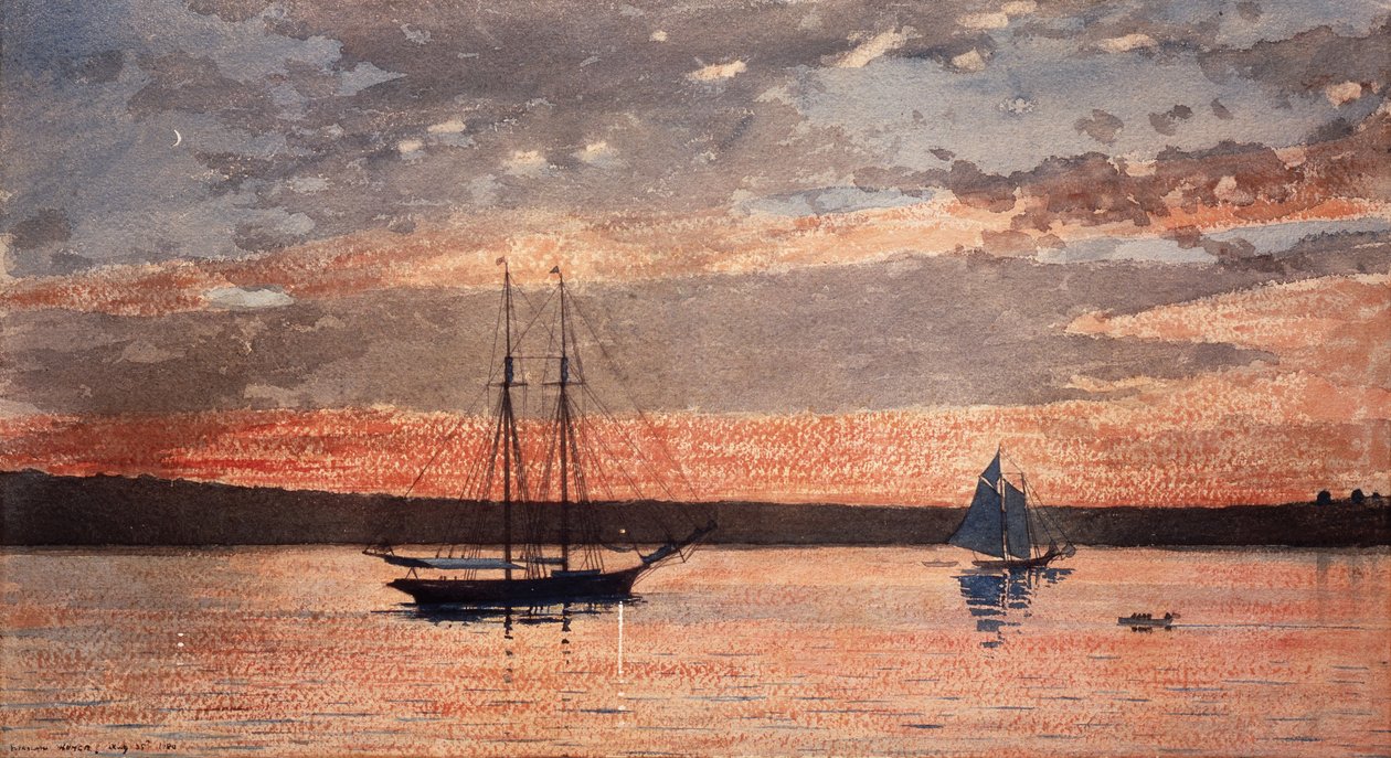 Solnedgang i Gloucester af Winslow Homer