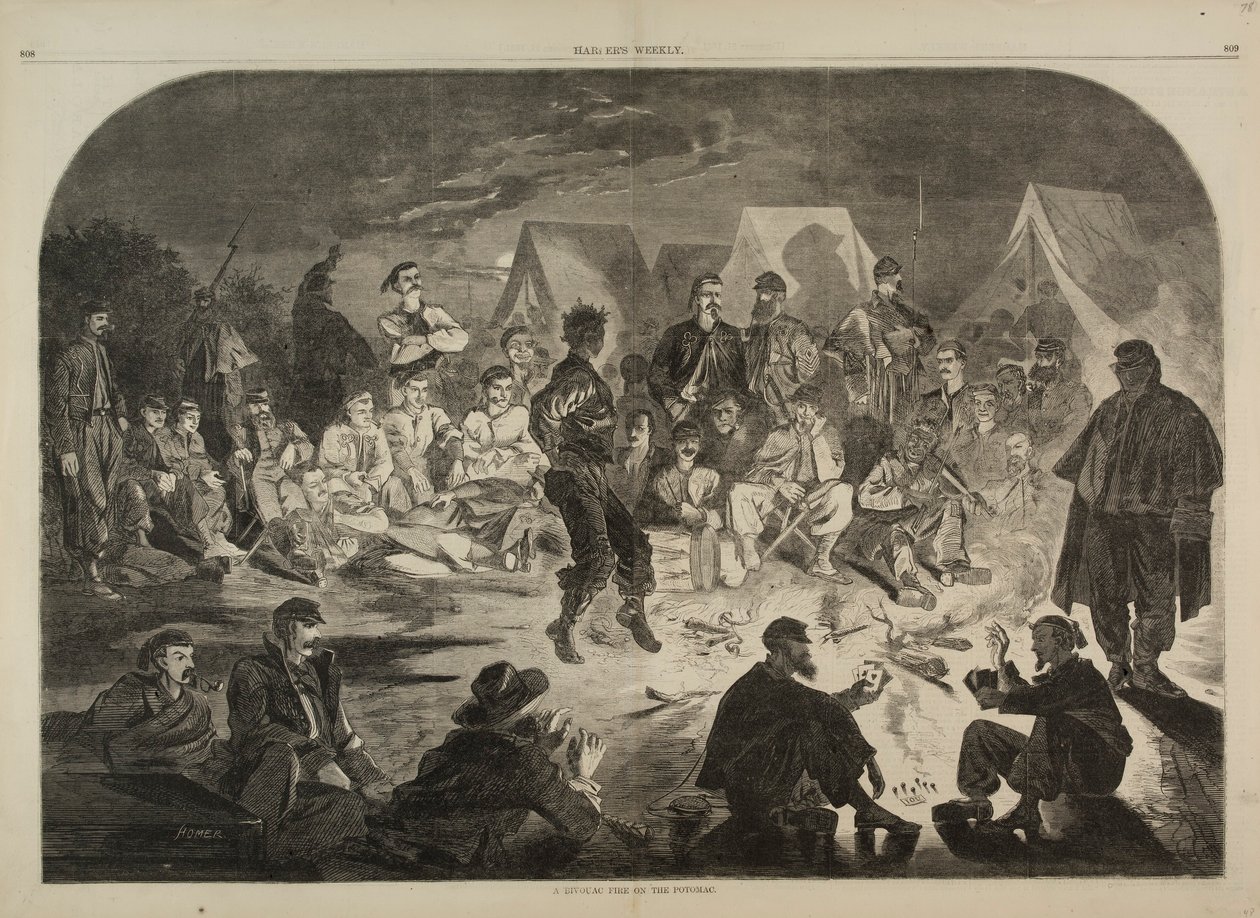 A Bivouac Fire on the Potomac, fra Harper