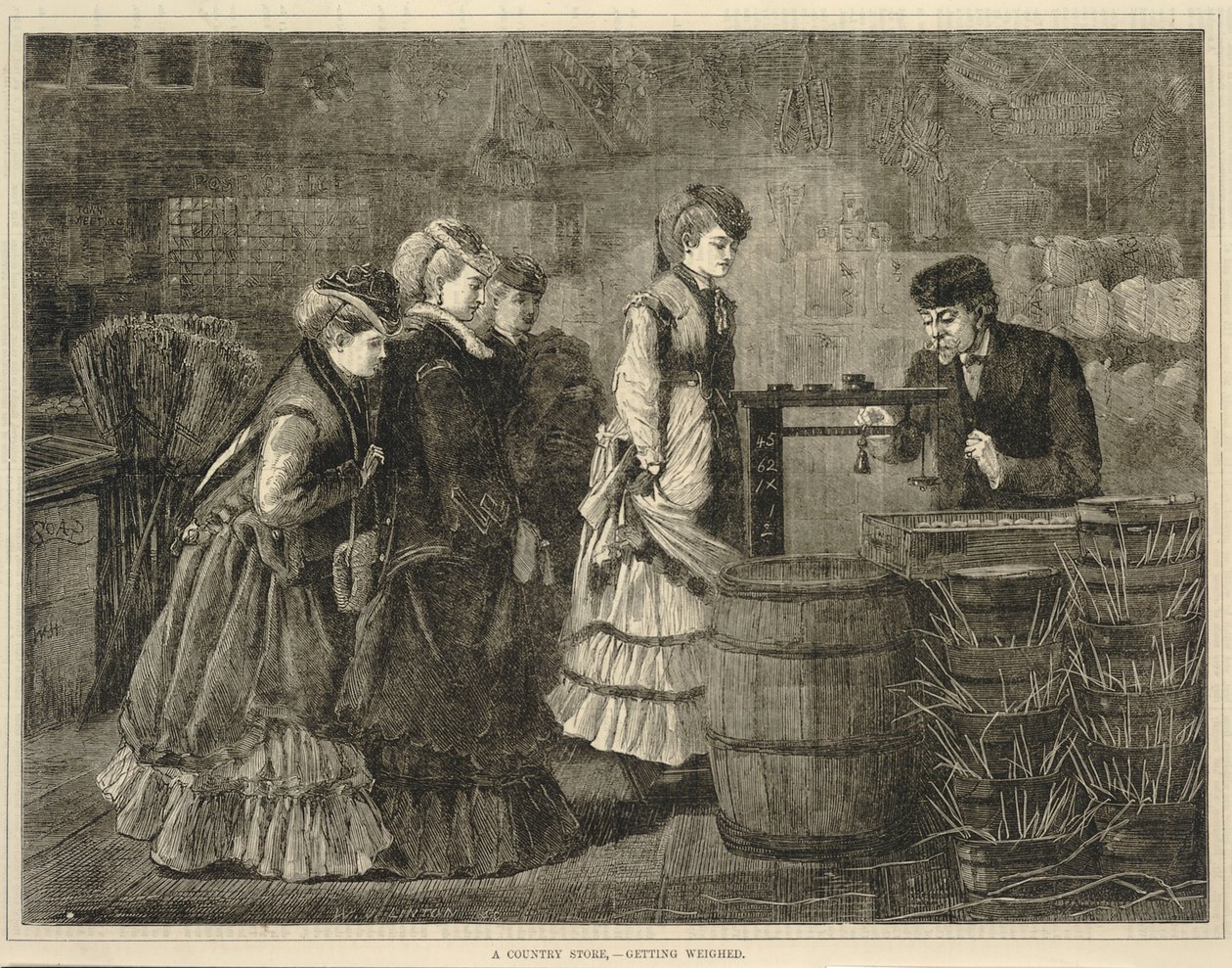 En landhandel - at blive vejet, fra Every Saturday: A Journal of Choice Reading, 25. marts 1871 af Winslow Homer