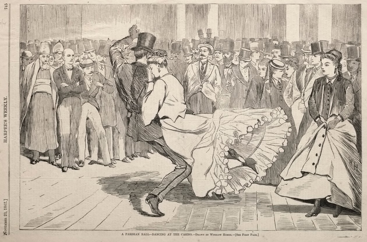 Et parisisk bal - Dans på kasinoet af Winslow Homer