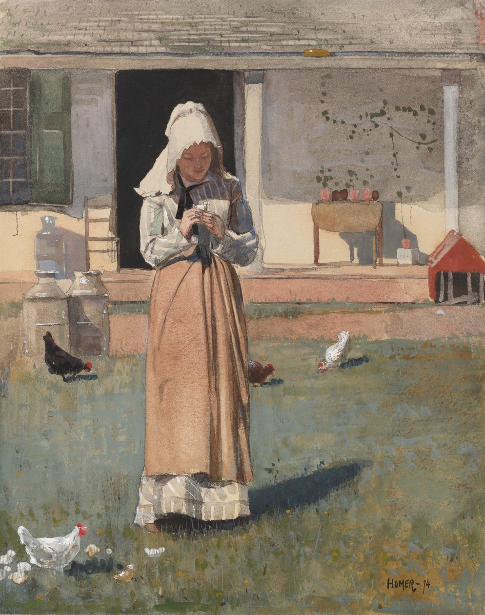 En syg kylling, 1874. af Winslow Homer
