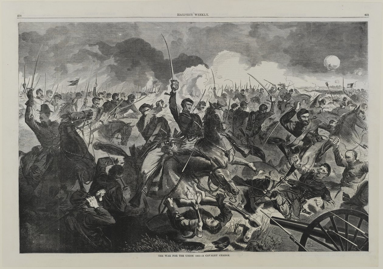 En krig for foreningen 1862 - En kavalerianklage af Winslow Homer