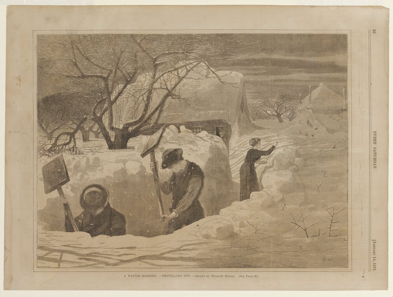 En vintermorgen med snerydning af Winslow Homer