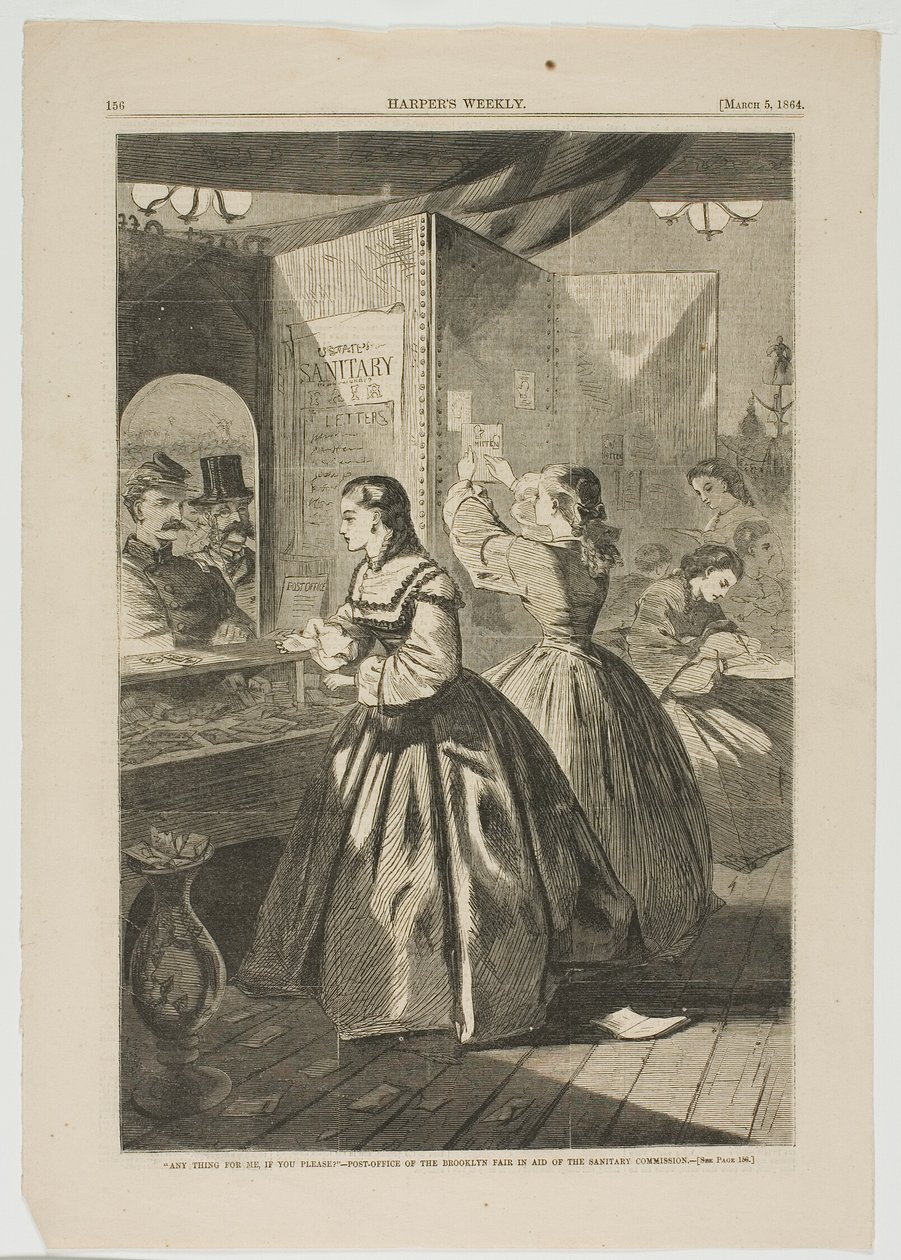 "Any Thing for Me, If You Please"-Postkontor for Brooklyn Fair til fordel for Sanitary Commission af Winslow Homer