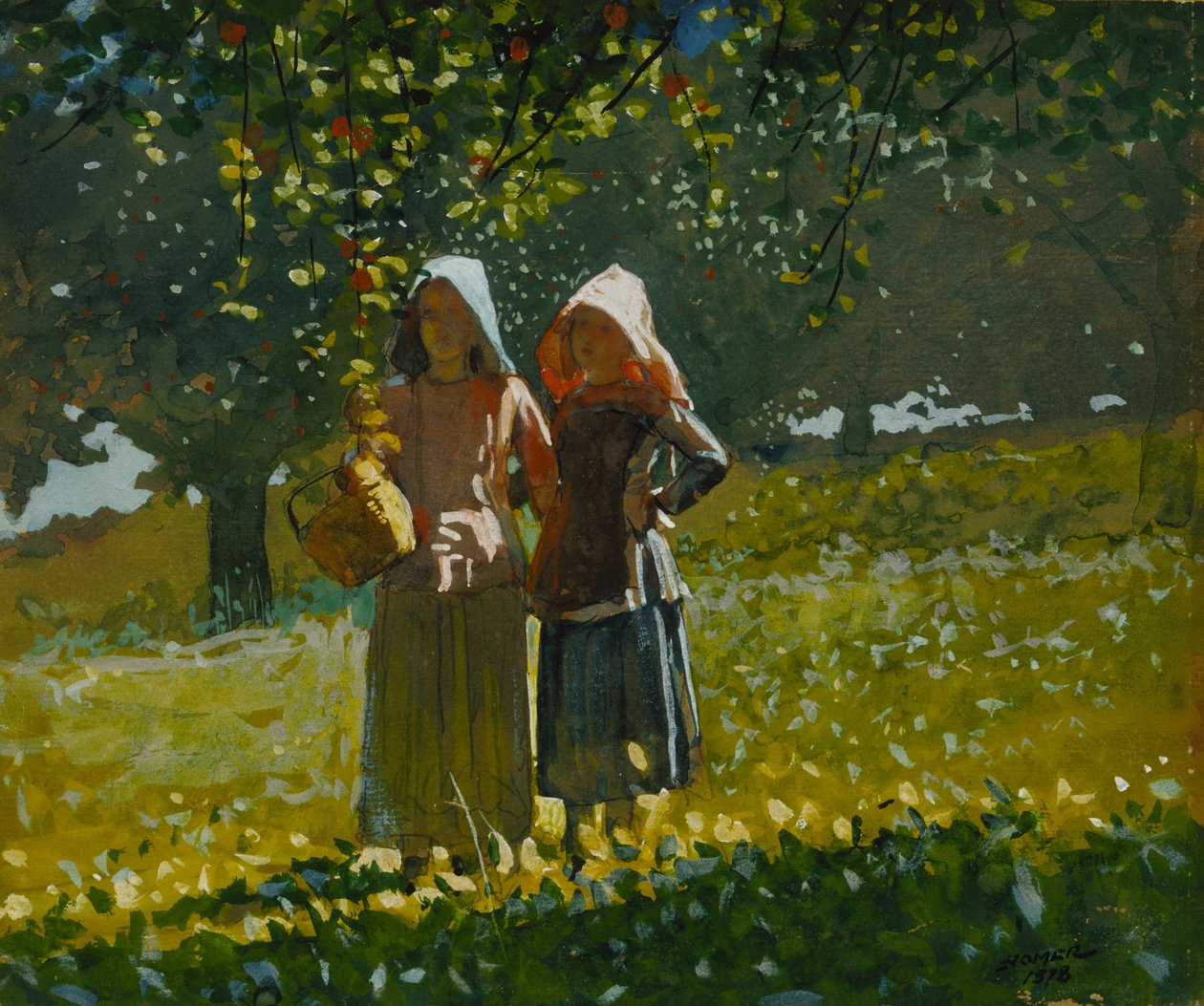 Plukning af æbler af Winslow Homer