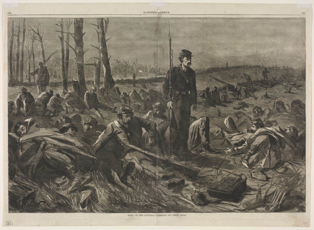 Army of the Potomac - Sleeping on Their Arms, 1864. af Winslow Homer