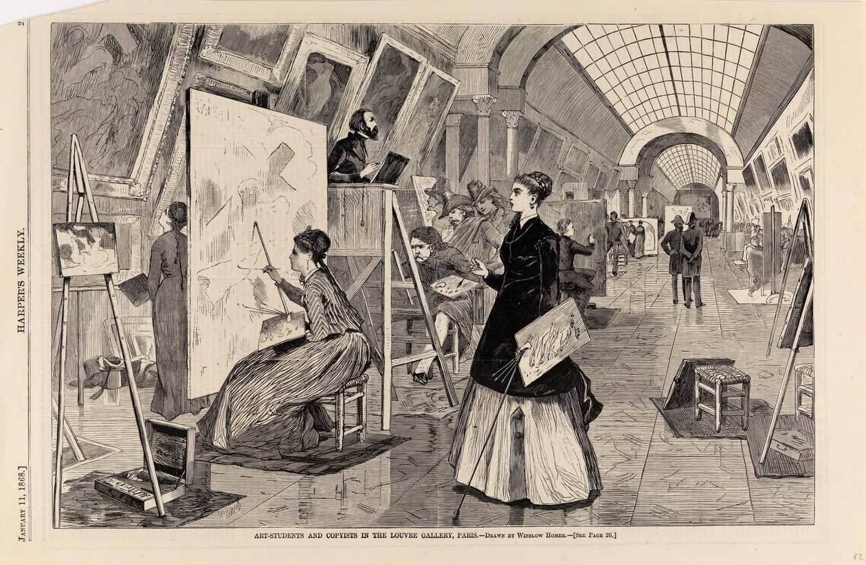 Kunststuderende og kopister i Louvre-galleriet, Paris, fra Harper