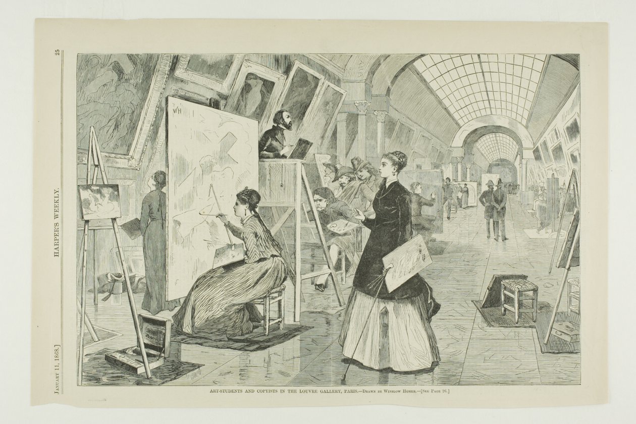Kunststuderende og kopister i Louvre-galleriet, Paris af Winslow Homer