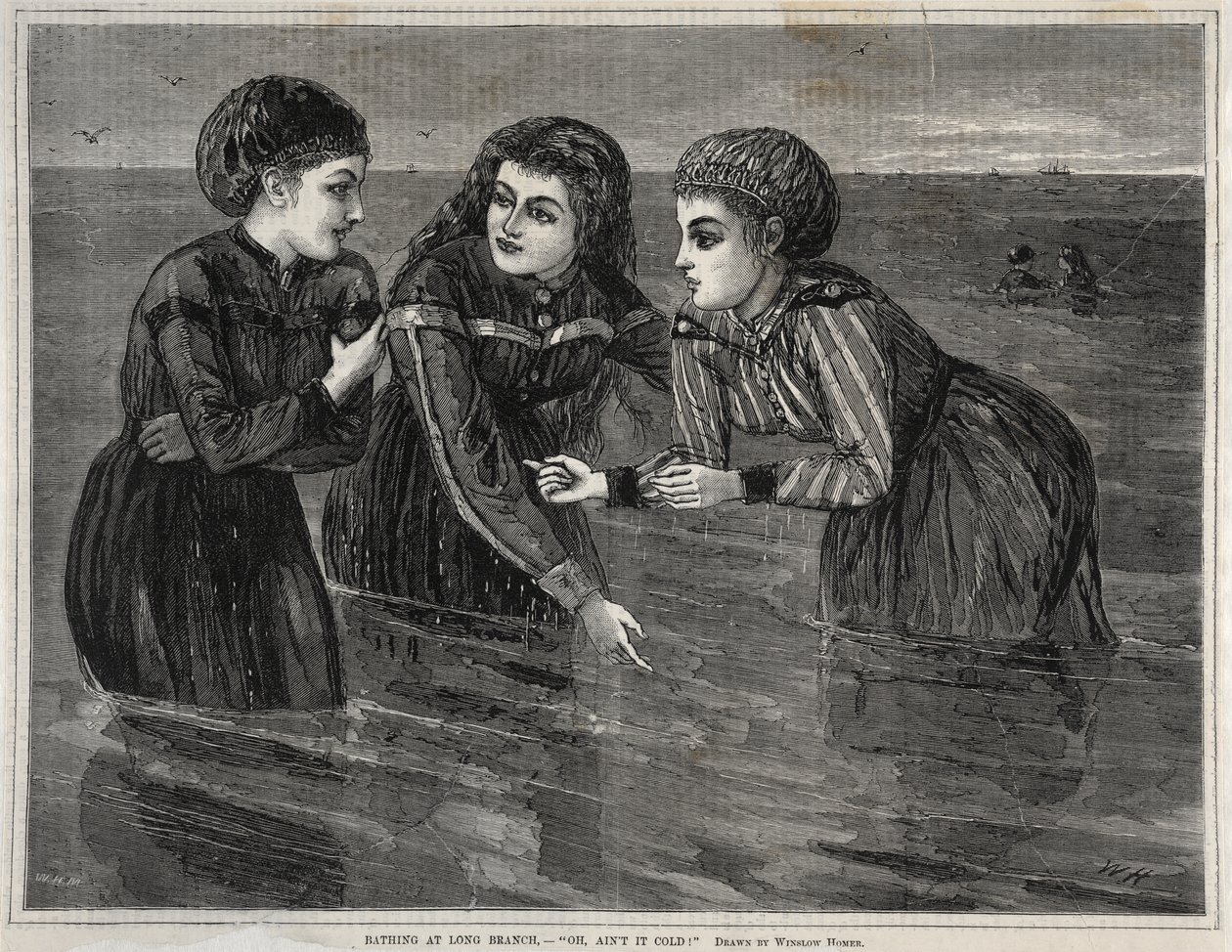 Badning ved Long Branch – »Åh, hvor er det koldt!« af Winslow Homer