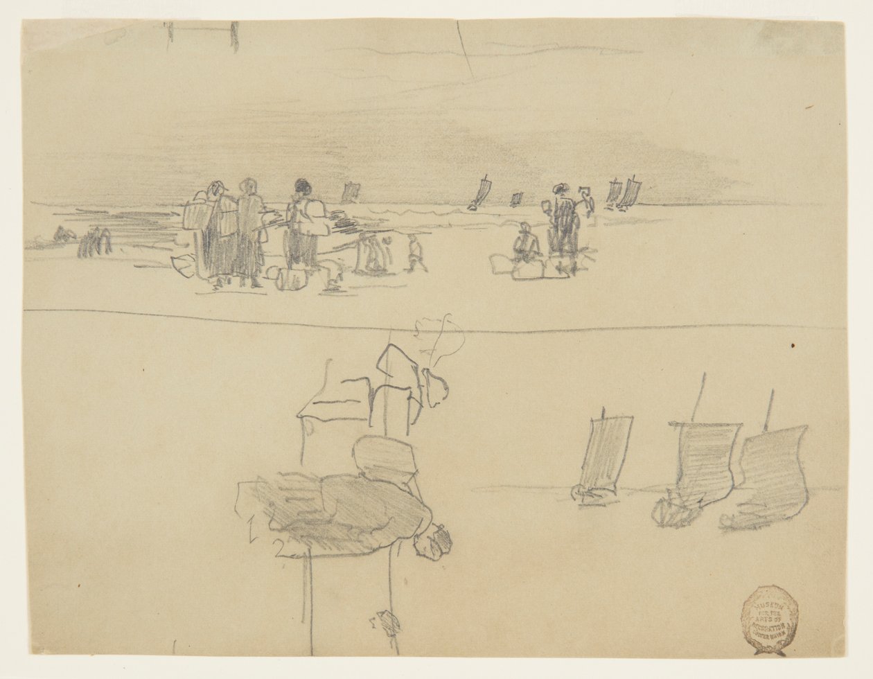 Strandscene med kvinder, der bærer kurve, Cullercoats, England af Winslow Homer
