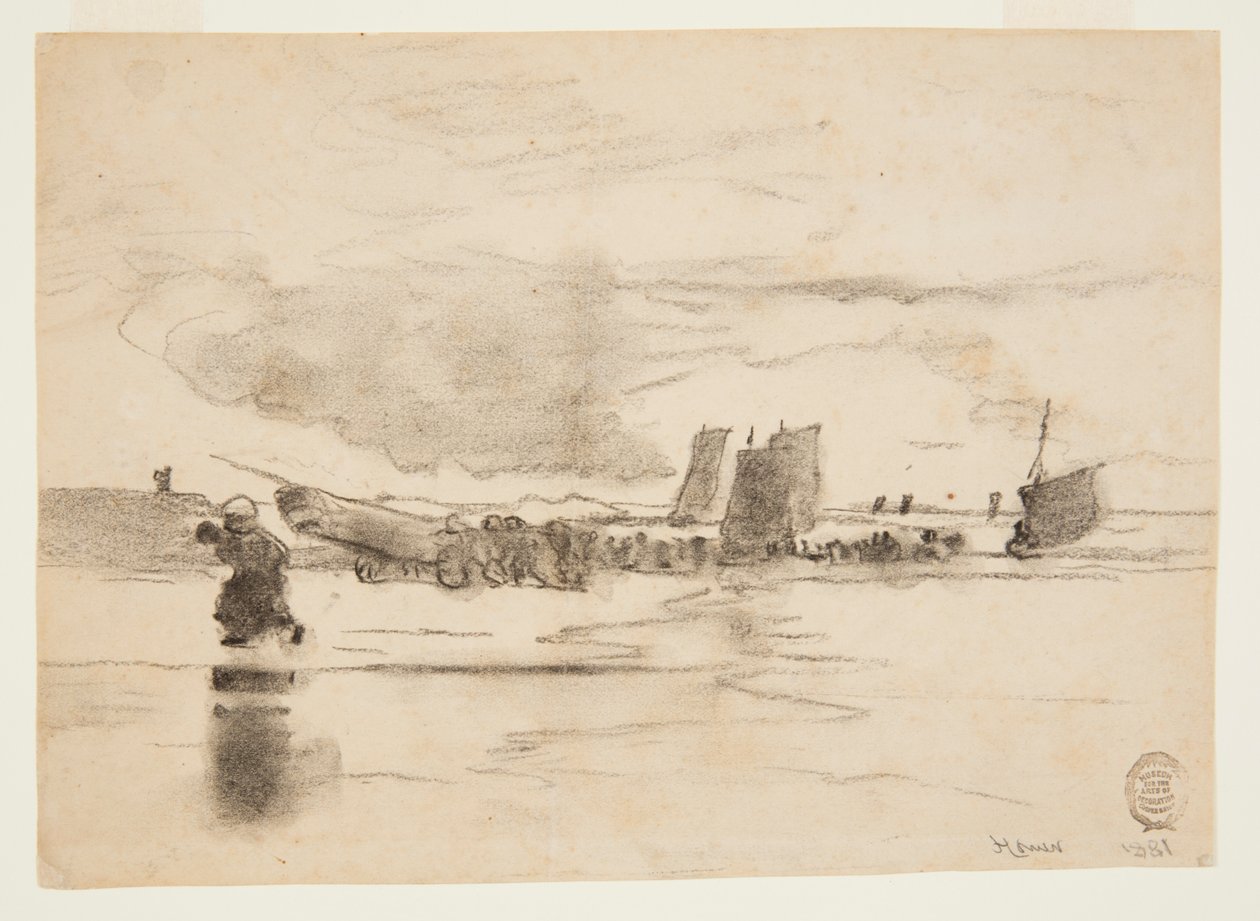 Strand ved lavvande, Cullercoats, England af Winslow Homer