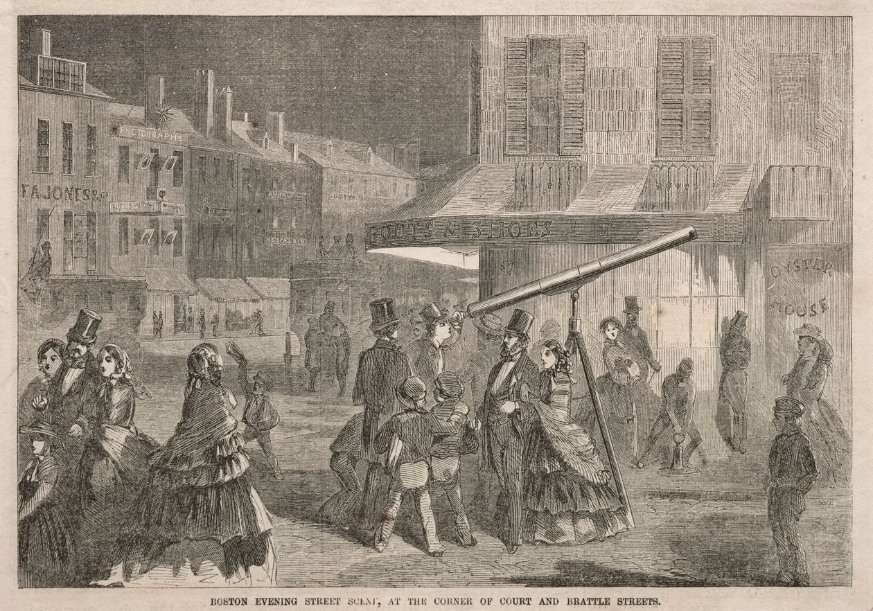 Boston Evening Street Scene, på hjørnet af Court og Brattle Streets af Winslow Homer