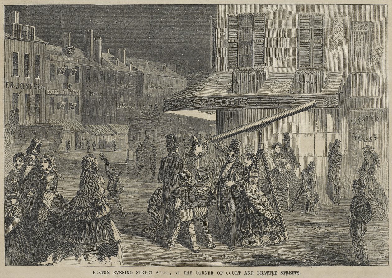 Boston Evening Street Scene, på hjørnet af Court og Brattle Streets af Winslow Homer