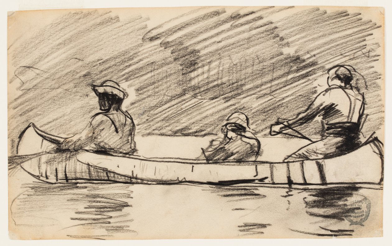 Kano med tre mænd af Winslow Homer