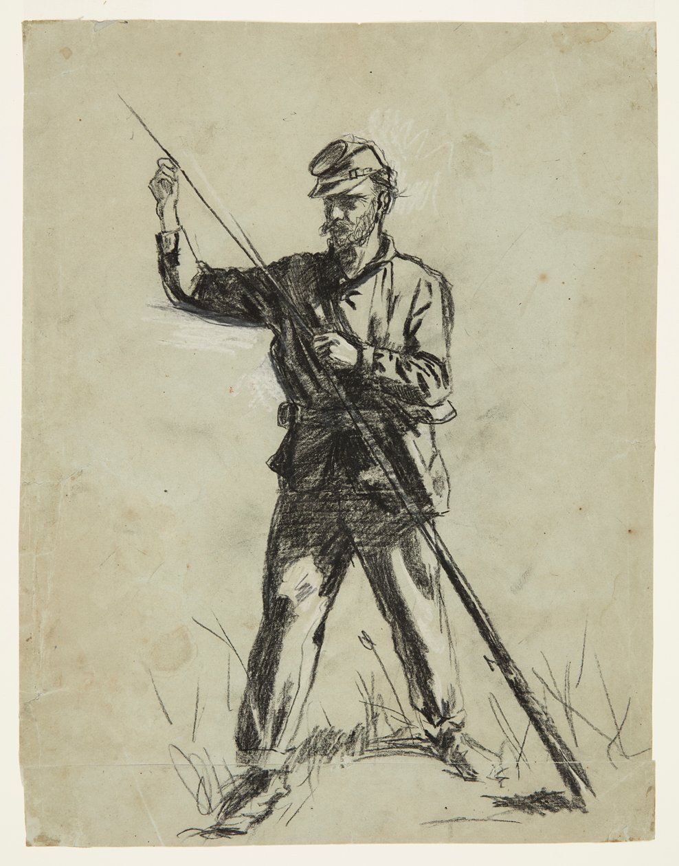 Kavalerisoldat læsser en riffel af Winslow Homer