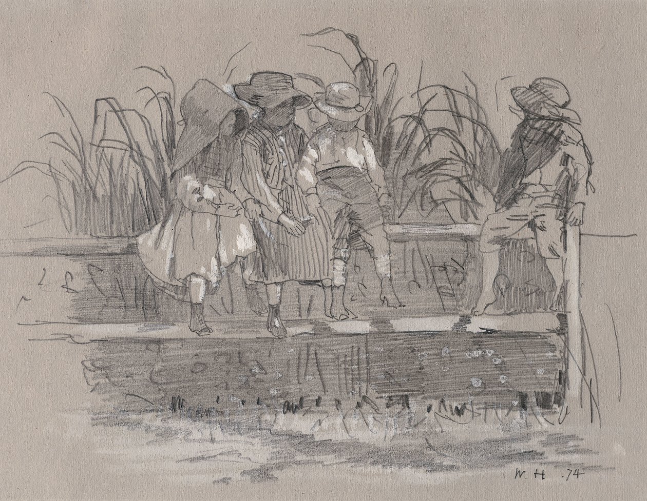 Børn, der sidder på et hegn af Winslow Homer