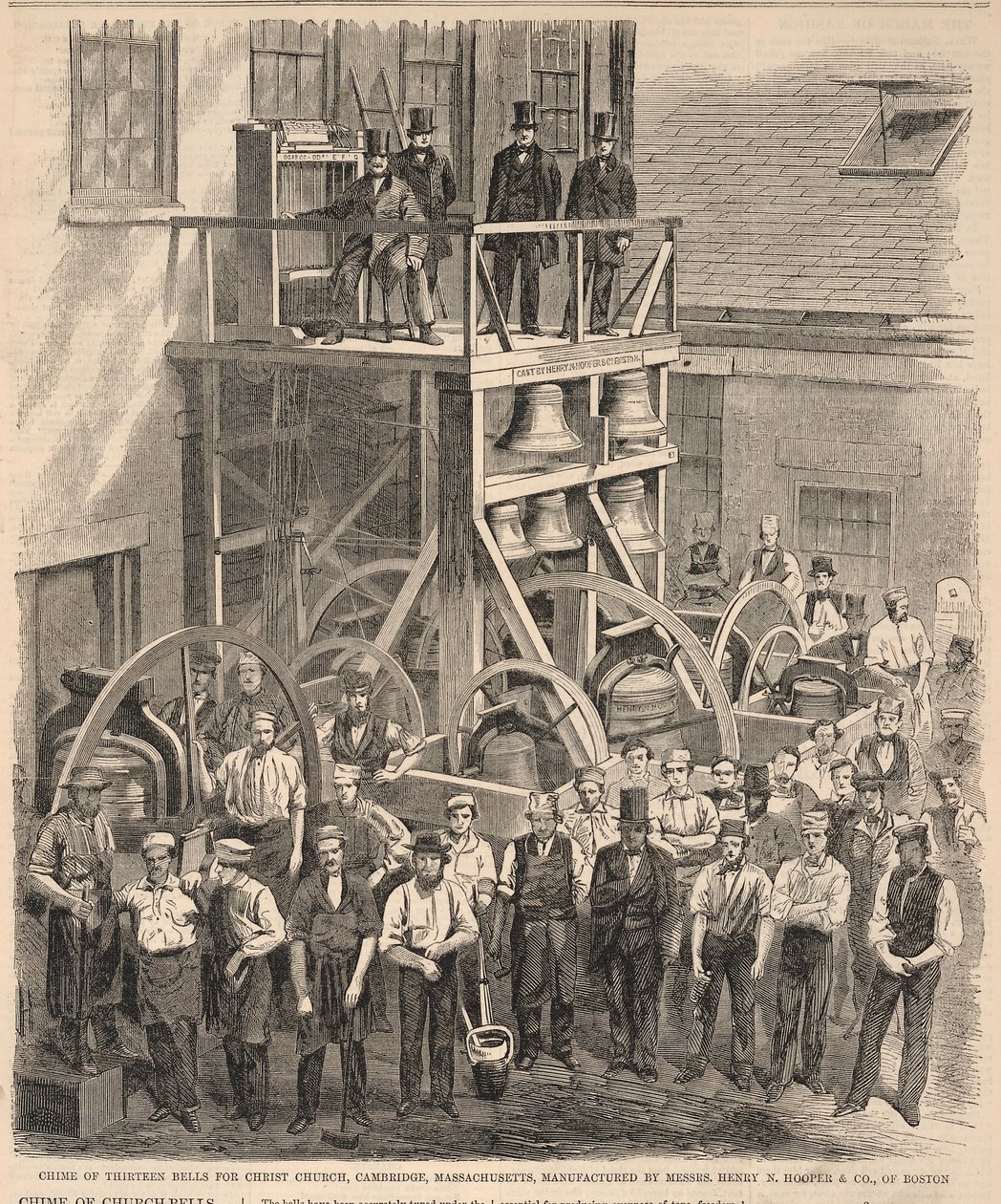 Klokkespil med tretten klokker til Christ Church, Cambridge, Massachusetts, fremstillet af herrerne Henry N. Hooper & Co. fra Boston, fra Harper
