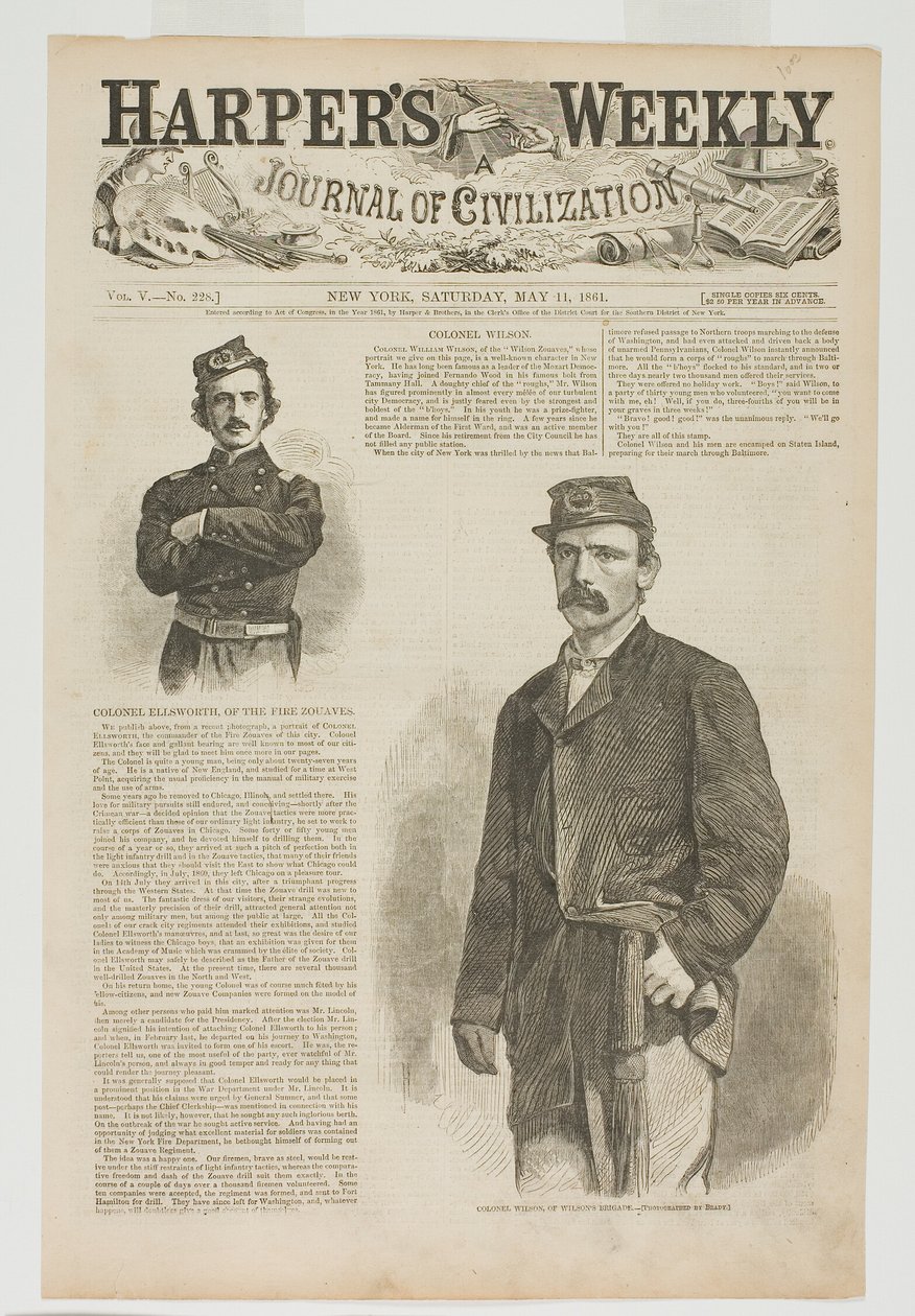 Oberst Wilson fra Wilsons Brigade og oberst Ellsworth fra Fire Zouaves. af Winslow Homer
