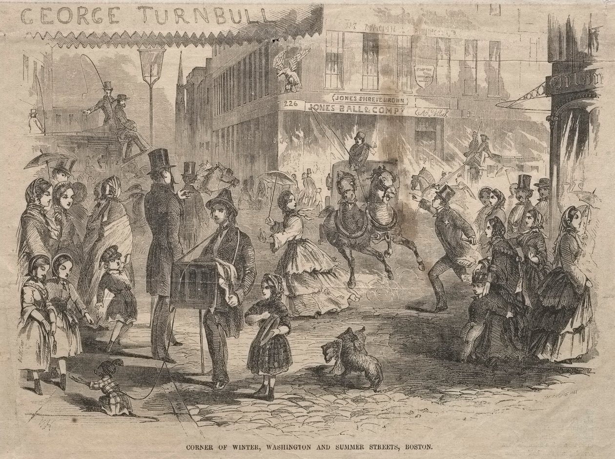 Corner Winter, Washington og Summer Streets, Boston, 1857. af Winslow Homer