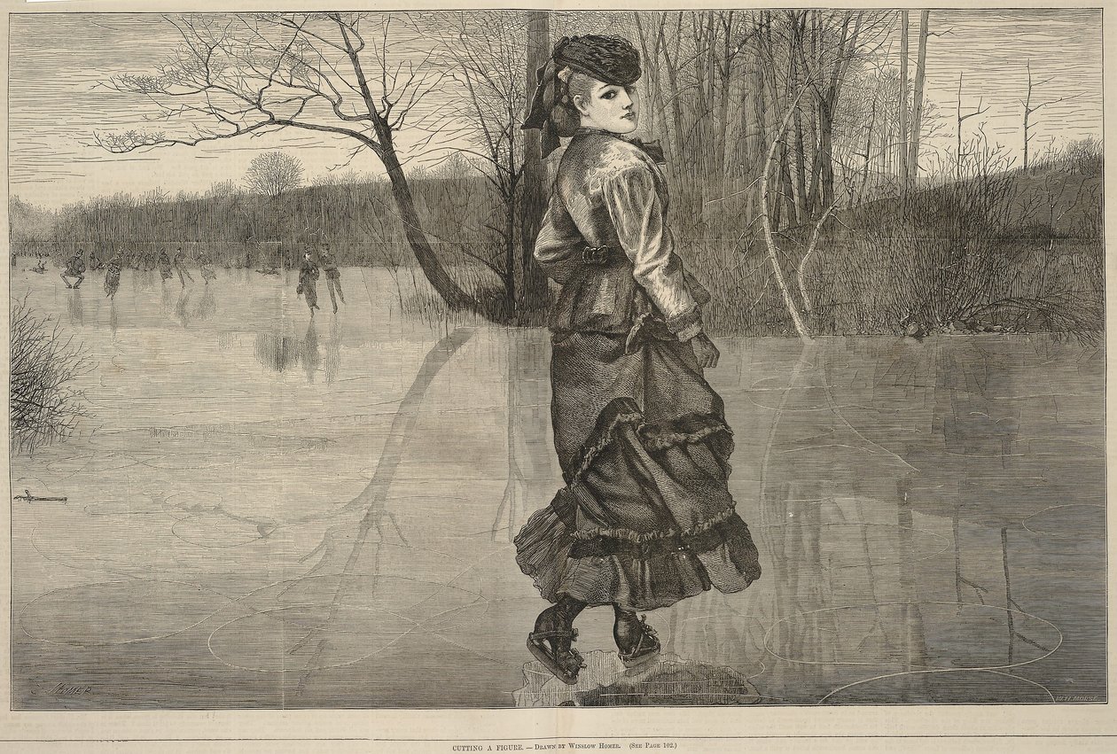 Cutting a Figure, fra Every Saturday, 4. februar 1871 af Winslow Homer