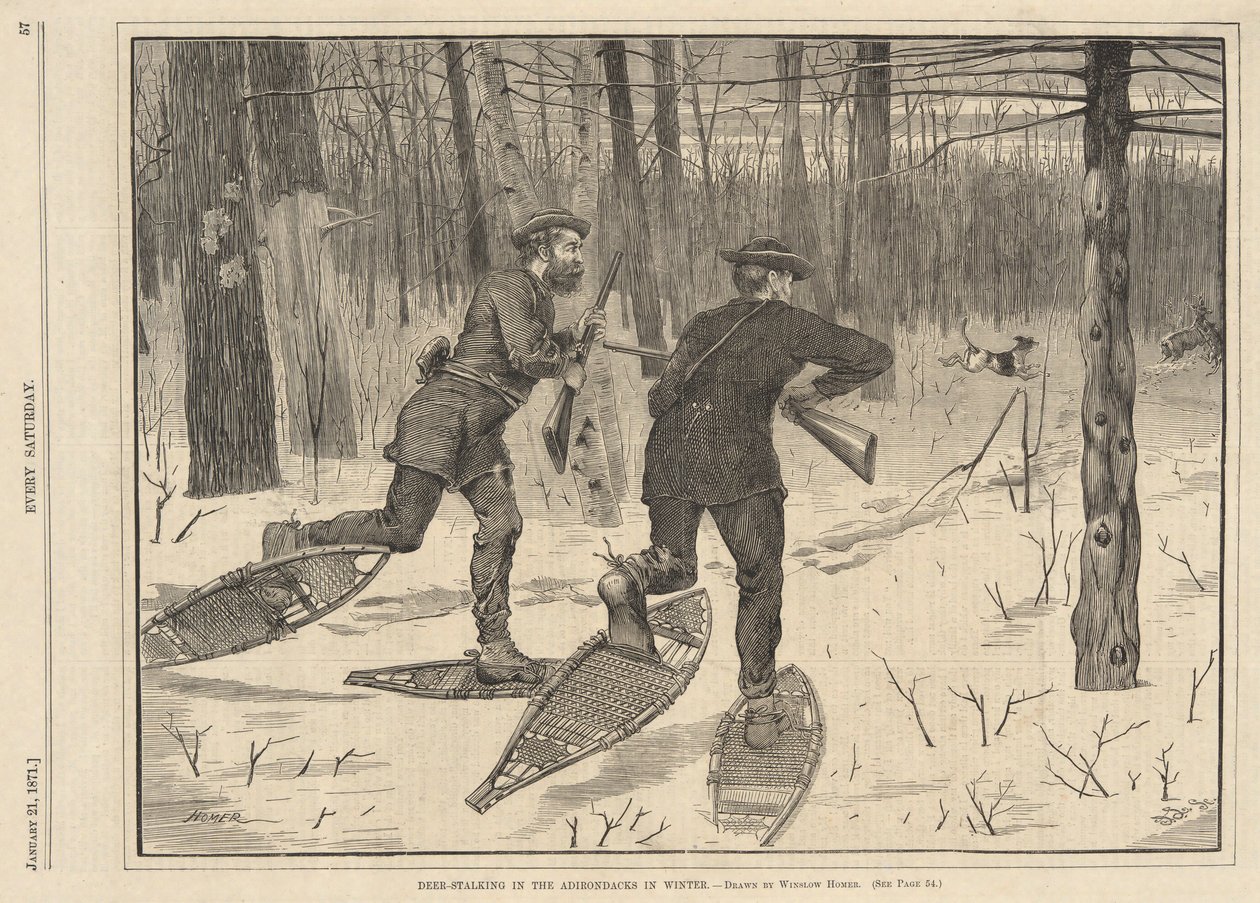 Deer-stalking i Adirondacks om vinteren, fra hver lørdag den 21. januar 1871 af Winslow Homer