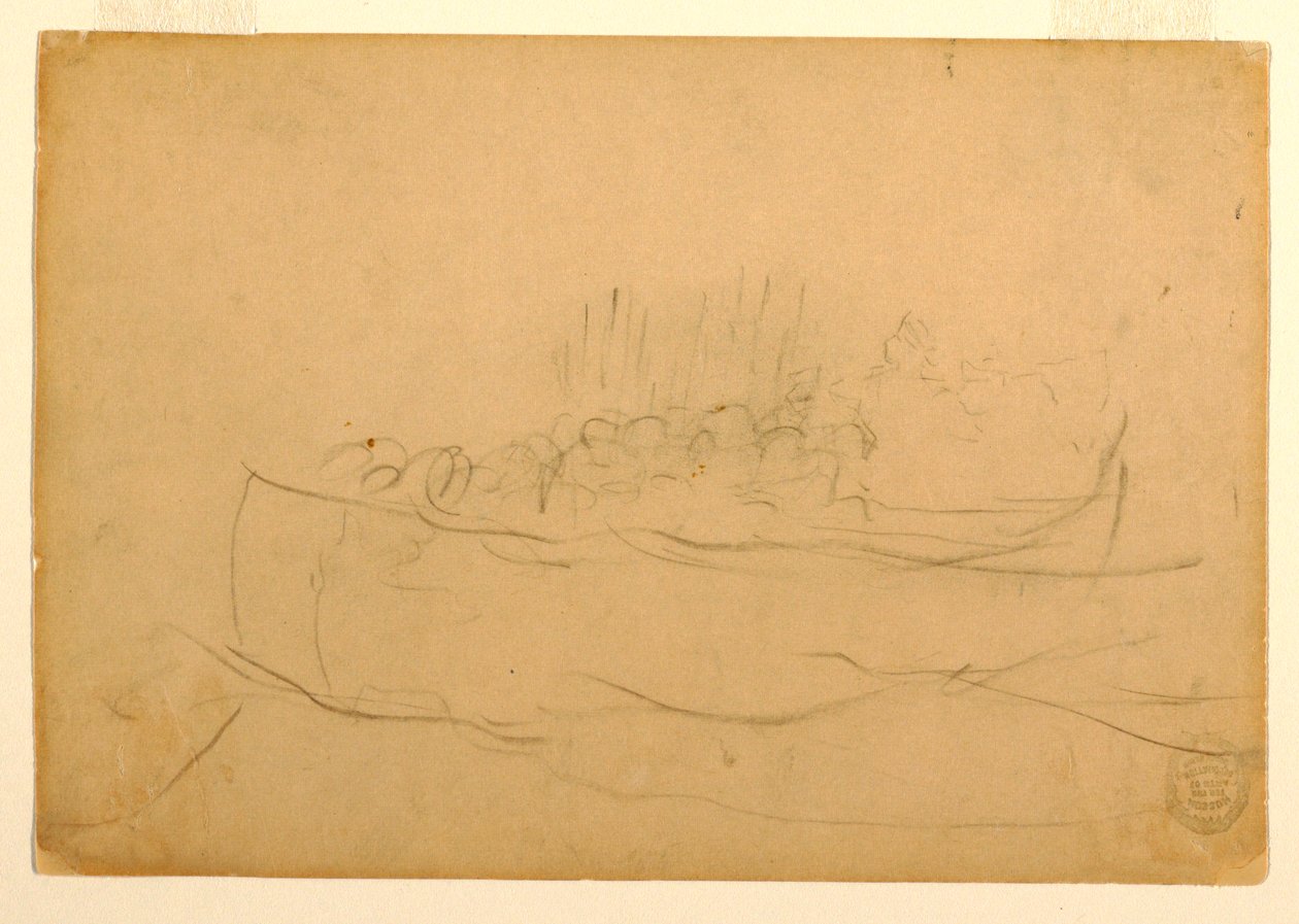 Tegning, En dory fyldt med mænd, 1881-82 af Winslow Homer