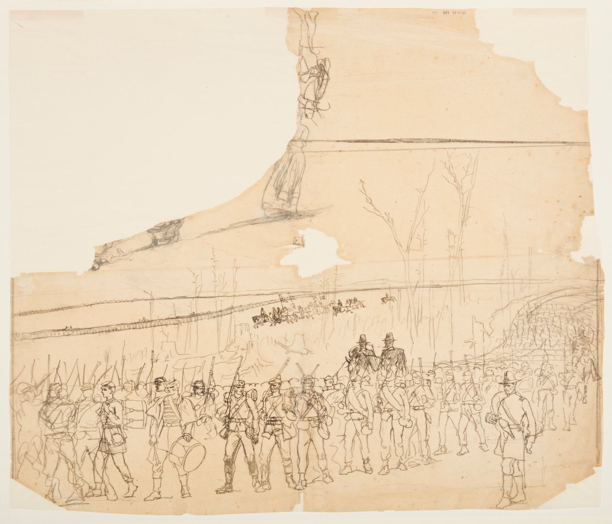 Tegning, En infanterikolonne på march, 1862 af Winslow Homer