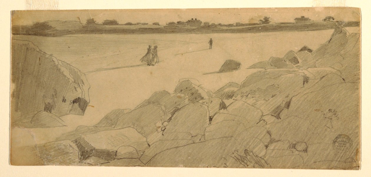 Tegning, stranden ved Marshfield, 1869-74 af Winslow Homer