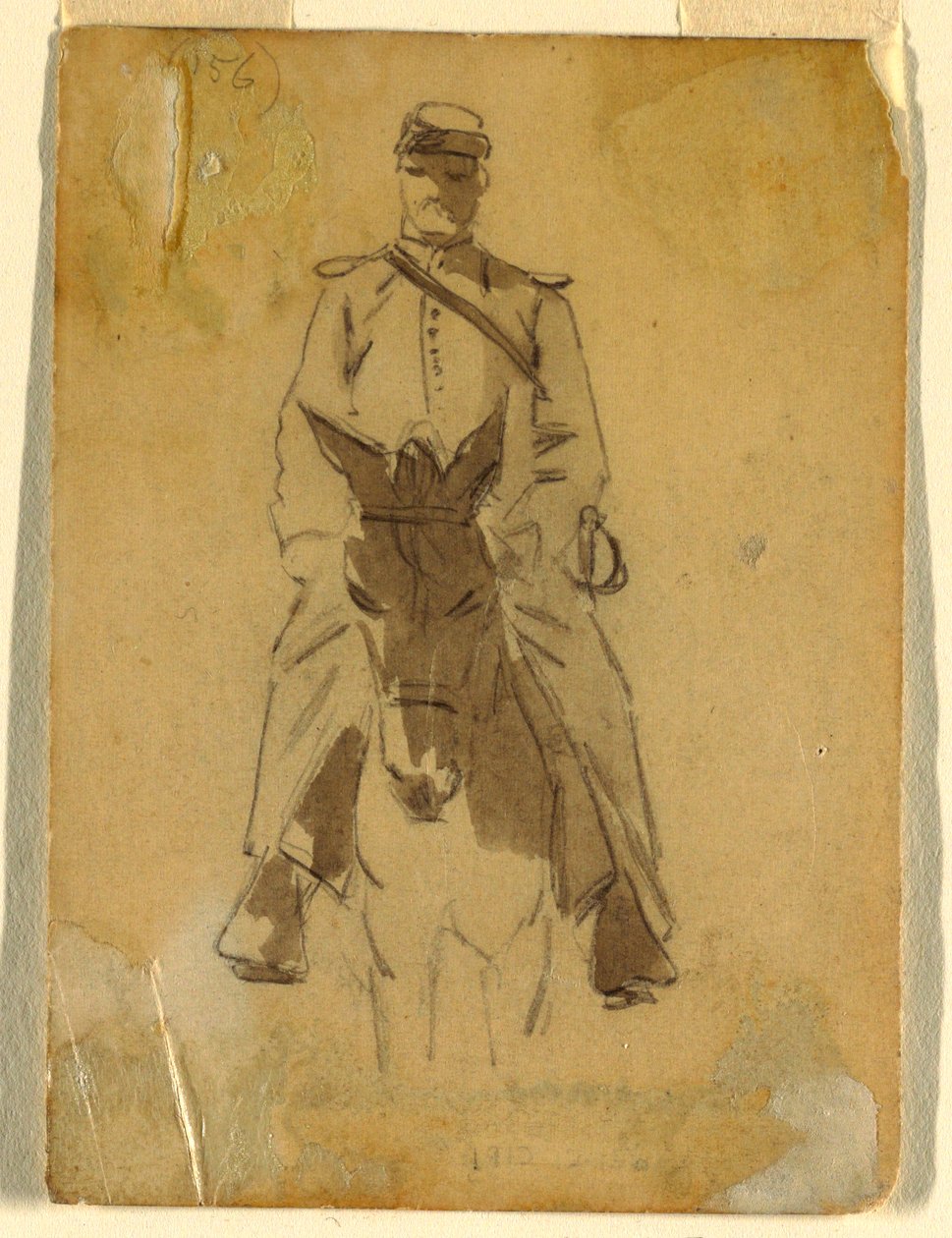 Tegning, kavaleriofficer og hovedet af hans hest, 1862 af Winslow Homer