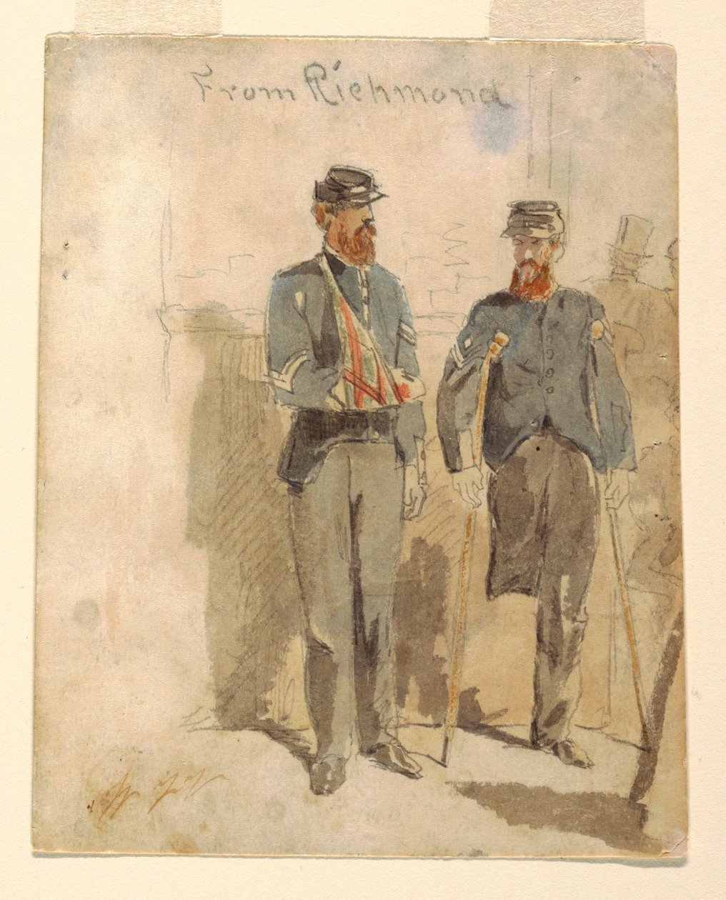 Tegning, "Fra Richmond"; To sårede soldater, 1862 af Winslow Homer