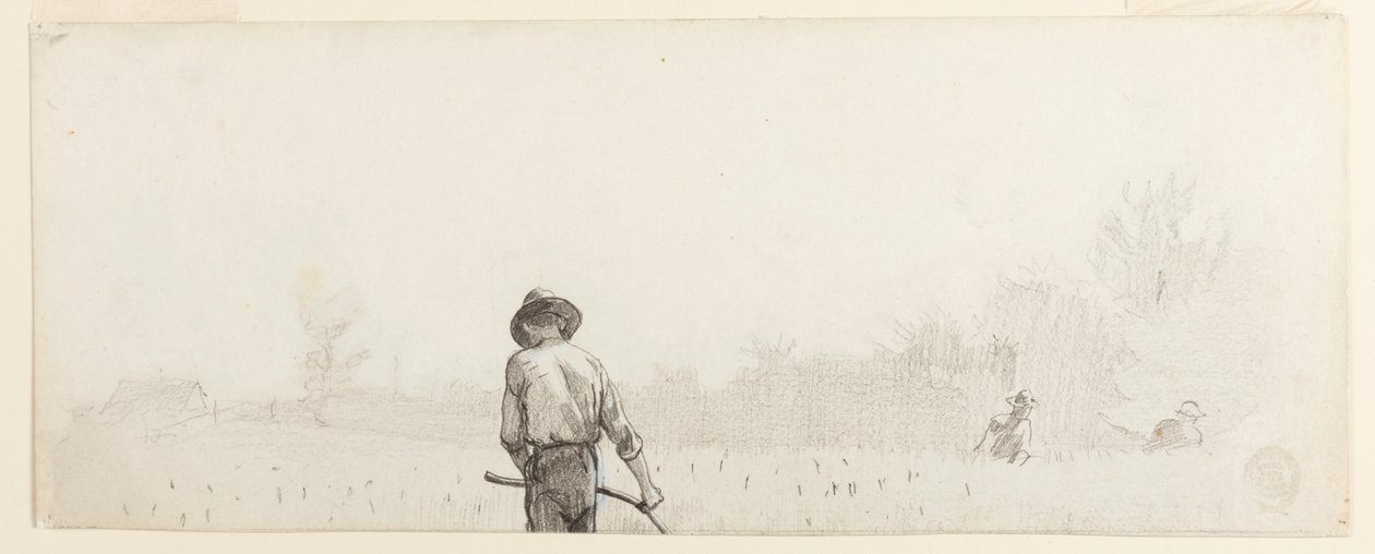 Tegning, Mand med le, ca. 1865 af Winslow Homer